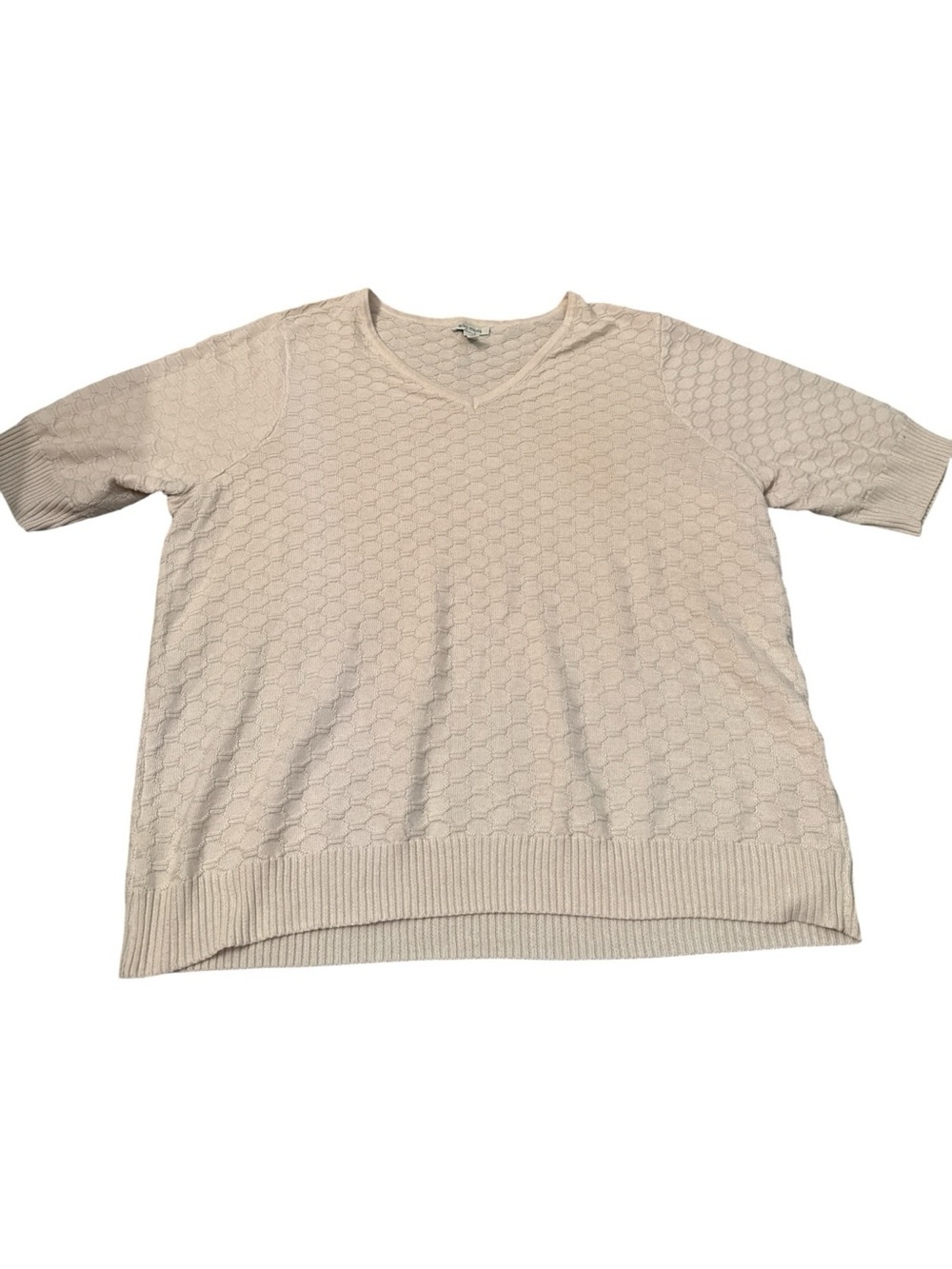 Ella Moss Cream Ivory Short Sleeve Women’s Top Sweater Size XXL